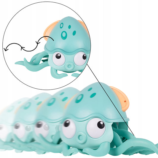 Caracatita interactiva Charming Octopus idealSTORE, Dimensiuni 25 x 11 x 13 Dotata cu Sfoara de tras, Ajuta la dezvoltarea psiho-motorie a copilului, Perfecta pentru o baie linistita
