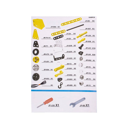 Blocuri de Constructie 8 in 1 Mega Konstruktor idealSTORE, Inlcude 100 de elemente, Surubelnita, Cheie, Posibilitatea de a construi 8 vehicule diferite, Dezvolta maginatia spatiala, abilitatile de planificare