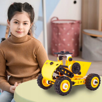 Blocuri de Constructie 8 in 1 Mega Konstruktor idealSTORE, Inlcude 100 de elemente, Surubelnita, Cheie, Posibilitatea de a construi 8 vehicule diferite, Dezvolta maginatia spatiala, abilitatile de planificare