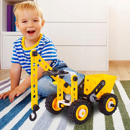 Blocuri de Constructie 8 in 1 Mega Konstruktor idealSTORE, Inlcude 100 de elemente, Surubelnita, Cheie, Posibilitatea de a construi 8 vehicule diferite, Dezvolta maginatia spatiala, abilitatile de planificare