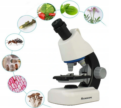 Microscop Stiinfic Multifunctional I'Micro idealSTORE, Dimensiuni 22 x 10 x 16 cm, Lampa LED Reglare a setarilor de pregatire 3 Lentile de marire, Buton pentru rotire, Reglare a sursei de lumina Picioare Antiderapante