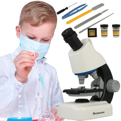 Microscop Stiinfic Multifunctional I'Micro idealSTORE, Dimensiuni 22 x 10 x 16 cm, Lampa LED Reglare a setarilor de pregatire 3 Lentile de marire, Buton pentru rotire, Reglare a sursei de lumina Picioare Antiderapante
