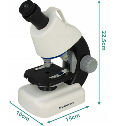 Microscop Stiinfic Multifunctional I'Micro idealSTORE, Dimensiuni 22 x 10 x 16 cm, Lampa LED Reglare a setarilor de pregatire 3 Lentile de marire, Buton pentru rotire, Reglare a sursei de lumina Picioare Antiderapante