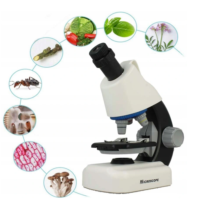 Microscop Stiinfic Multifunctional I'Micro idealSTORE, Dimensiuni 22 x 10 x 16 cm, Lampa LED Reglare a setarilor de pregatire 3 Lentile de marire, Buton pentru rotire, Reglare a sursei de lumina Picioare Antiderapante