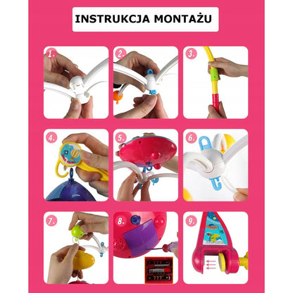 Carusel Interactiv IDL Vise Frumoase, pentru patul bebelusului, 108 Melodii diferite, Volum reglabil, Proiector ce isi schimba culoarea, ideal pentru linistirea bebelusului tau