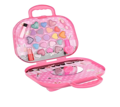Set make up pentru fetite GlamChic IdealStore, Dimensiune 19 X 20 X 5 cm, Contine 25 de elemente,19 farduri, Oja, Ruj, Pedrie si o Oglinda, Pink Edition