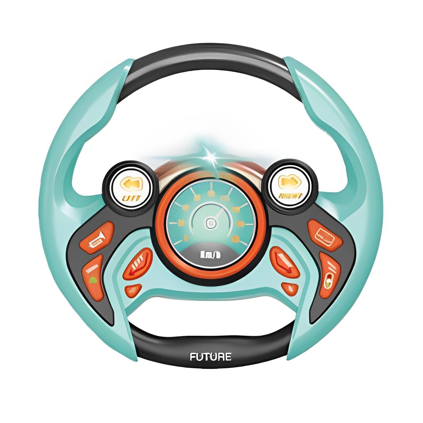 Volan interactiv pentru copii Fun Drive IdealStore, Dimensiune 25 X 24 X 3.5, Efecte Sunete, Lumini, Claxon, Buton start/stop, Culoare Albastru