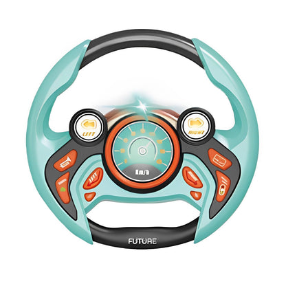 Volan interactiv pentru copii Fun Drive IdealStore, Dimensiune 25 X 24 X 3.5, Efecte Sunete, Lumini, Claxon, Buton start/stop, Culoare Albastru