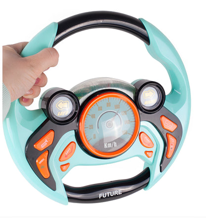Volan interactiv pentru copii Fun Drive IdealStore, Dimensiune 25 X 24 X 3.5, Efecte Sunete, Lumini, Claxon, Buton start/stop, Culoare Albastru
