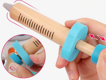 Trusa Medicala din lemn Dentistry Luxury idealSTORE, Include Diverse Accesorii Dentare, Termometru, Stetoscop, Seringa, Mulaj dentar, Joc Creativ si Interactiv, Geanta Depozitare