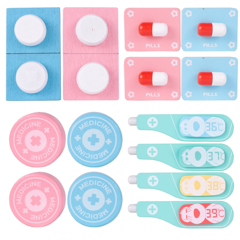 Trusa Medicala din lemn Dentistry Luxury idealSTORE, Include Diverse Accesorii Dentare, Termometru, Stetoscop, Seringa, Mulaj dentar, Joc Creativ si Interactiv, Geanta Depozitare