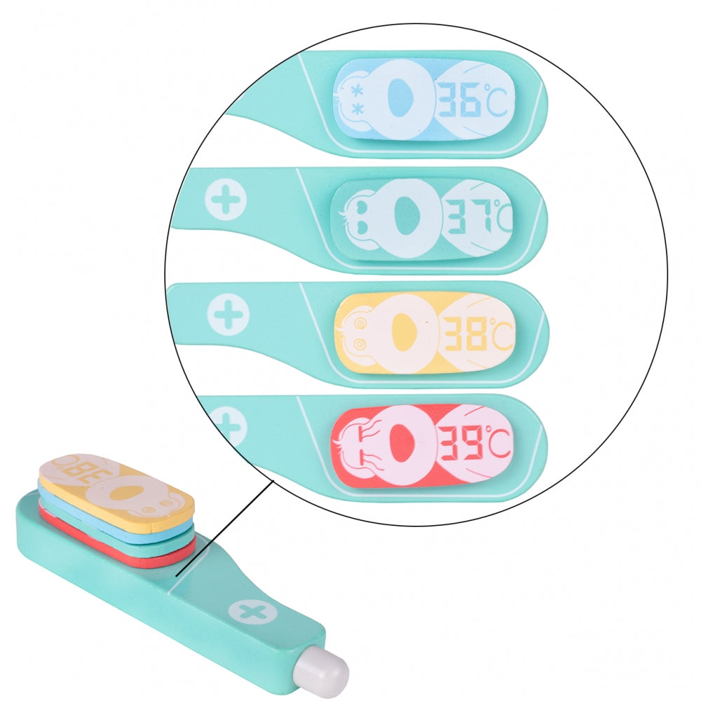 Trusa Medicala din lemn Dentistry Luxury idealSTORE, Include Diverse Accesorii Dentare, Termometru, Stetoscop, Seringa, Mulaj dentar, Joc Creativ si Interactiv, Geanta Depozitare