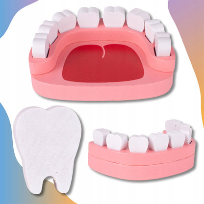 Trusa Medicala din Lemn Dentistry Smart idealSTORE, Include Diverse Accesorii Dentare, Periuta de Dinti, Stetoscop, Seringa, Burghiu, Tub de Pasta, Mulaj dentar, Cleste, Joc Creativ si Interactiv, Geanta Depozitare