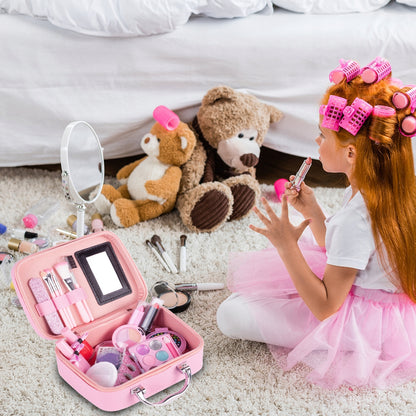 Trusa de Machiaj pentru copii Little Mermaid IdealSTORE Include 22 de elemente pentru Machiaj, elemente pentru ingrijirea unghiilor, Geanta cu maner pentru transport