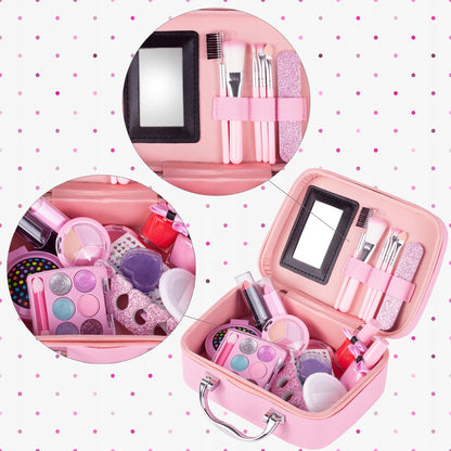 Trusa de Machiaj pentru copii Little Mermaid IdealSTORE Include 22 de elemente pentru Machiaj, elemente pentru ingrijirea unghiilor, Geanta cu maner pentru transport