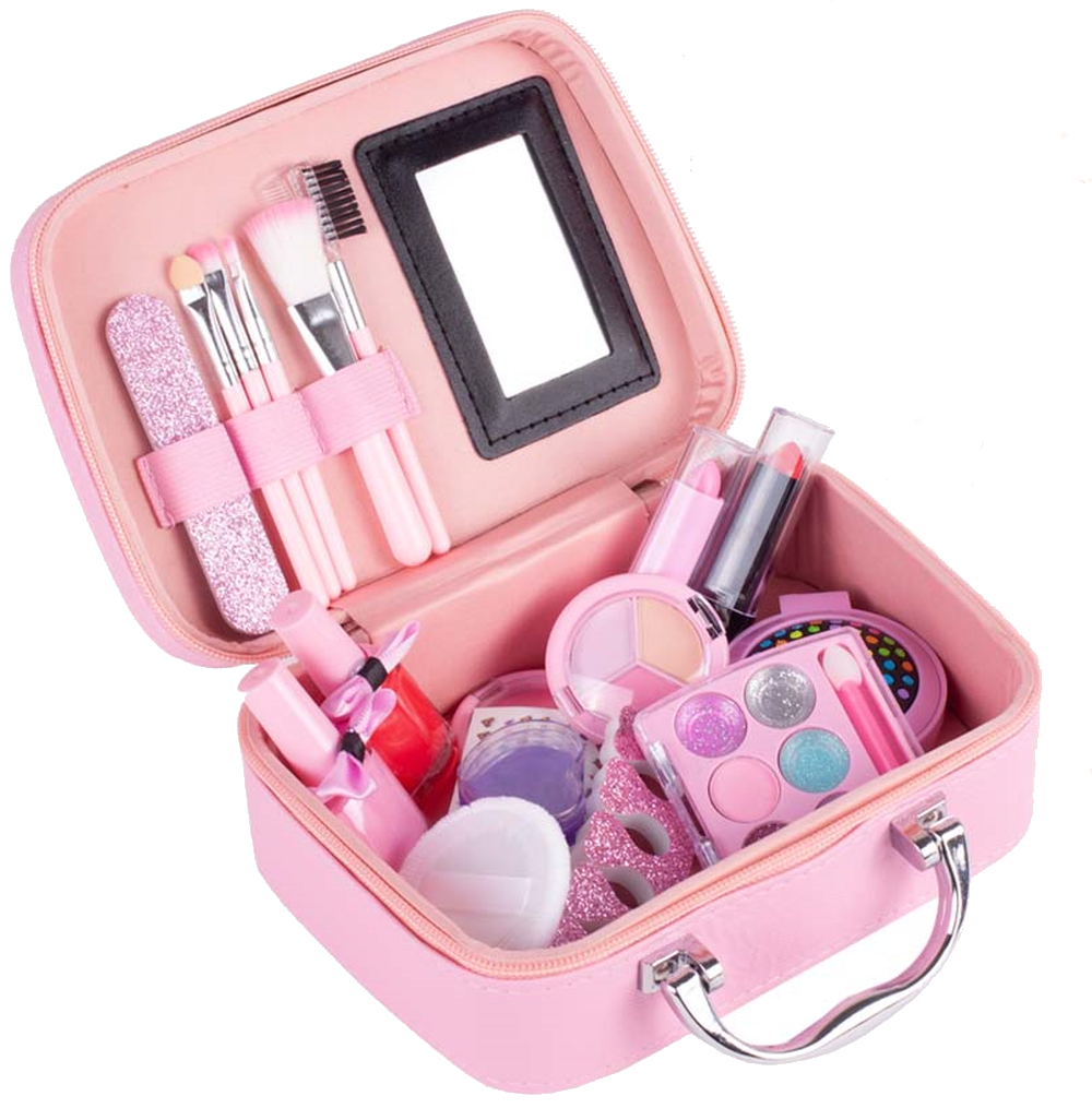 Trusa de Machiaj pentru copii Little Mermaid IdealSTORE Include 22 de elemente pentru Machiaj, elemente pentru ingrijirea unghiilor, Geanta cu maner pentru transport