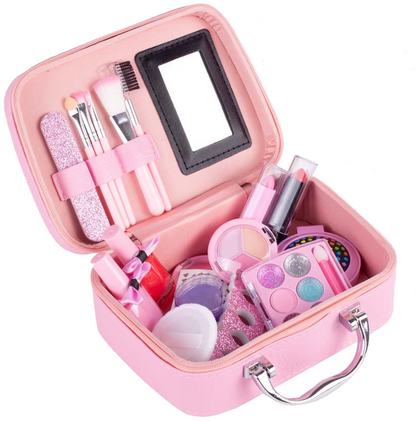 Trusa de Machiaj pentru copii Little Mermaid IdealSTORE Include 22 de elemente pentru Machiaj, elemente pentru ingrijirea unghiilor, Geanta cu maner pentru transport