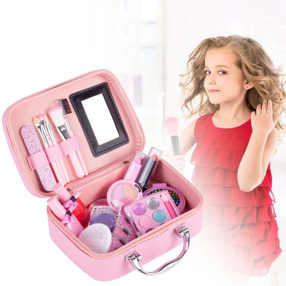 Trusa de Machiaj pentru copii Little Mermaid IdealSTORE Include 22 de elemente pentru Machiaj, elemente pentru ingrijirea unghiilor, Geanta cu maner pentru transport