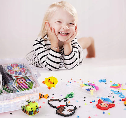 Set 6000 Margele de calcat Iron Beads idealSTORE, cu Sabloane, Pensete, Tampoane, Hartie de calcat, culoare Multicolor