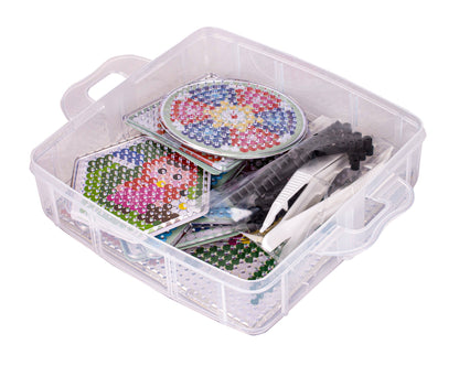 Set 6000 Margele de calcat Iron Beads idealSTORE, cu Sabloane, Pensete, Tampoane, Hartie de calcat, culoare Multicolor