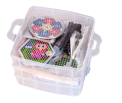 Set 6000 Margele de calcat Iron Beads idealSTORE, cu Sabloane, Pensete, Tampoane, Hartie de calcat, culoare Multicolor