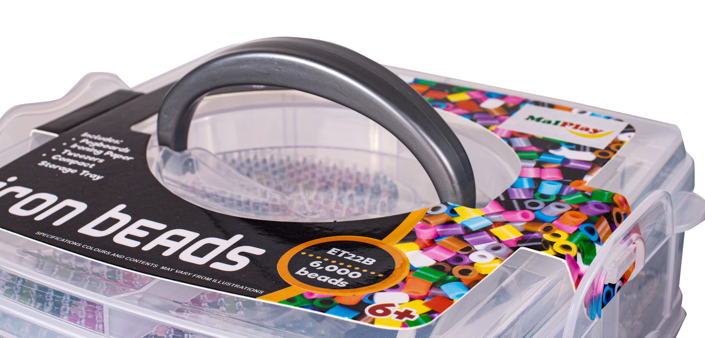 Set 6000 Margele de calcat Iron Beads idealSTORE, cu Sabloane, Pensete, Tampoane, Hartie de calcat, culoare Multicolor