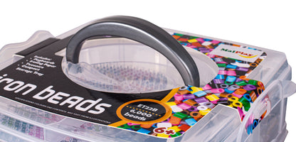 Set 6000 Margele de calcat Iron Beads idealSTORE, cu Sabloane, Pensete, Tampoane, Hartie de calcat, culoare Multicolor