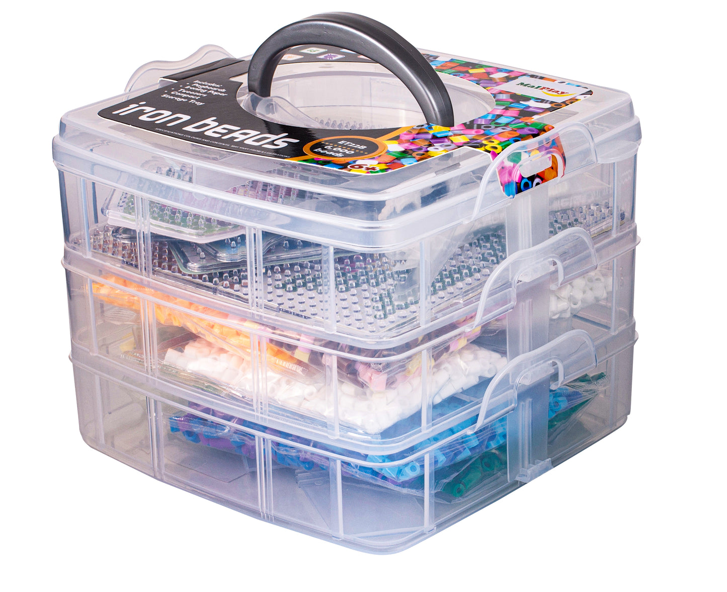 Set 6000 Margele de calcat Iron Beads idealSTORE, cu Sabloane, Pensete, Tampoane, Hartie de calcat, culoare Multicolor