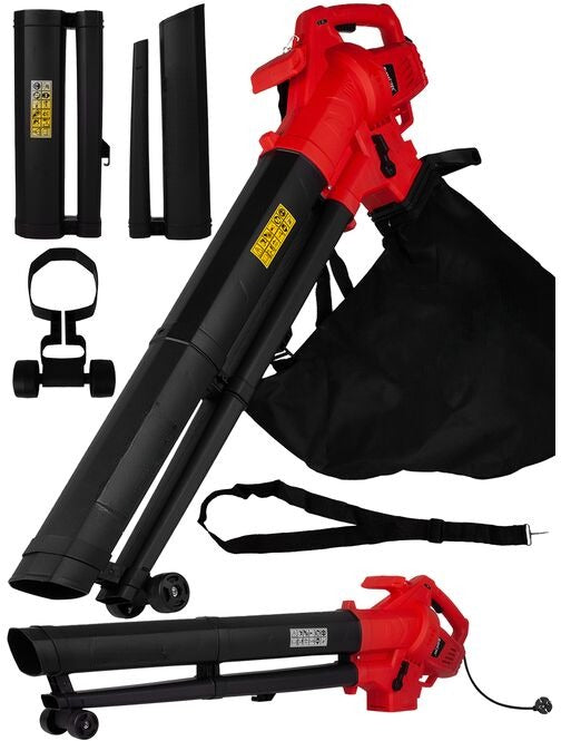 Suflanta si aspirator de gradina cu tocator profesionala IdealStore, Putere 3200W cu sac pentru colectare, de putere mare cu eficienta sporita