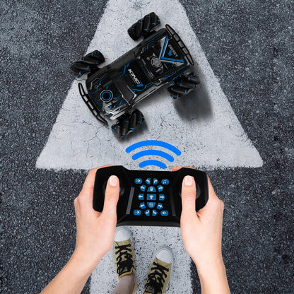 Masinuta cu Telecomanda King Sport idealSTORE, Include 17 Butoane pentru Control, Ceas cu 3 moduri pentru Controlul Masinutei, Control Volum, Sunete si Cantece de Masina, Lumini Albastre, Roti Cauciucate, Viraj Stanga-Dreapta, Inainte-Inapoi, Lateral