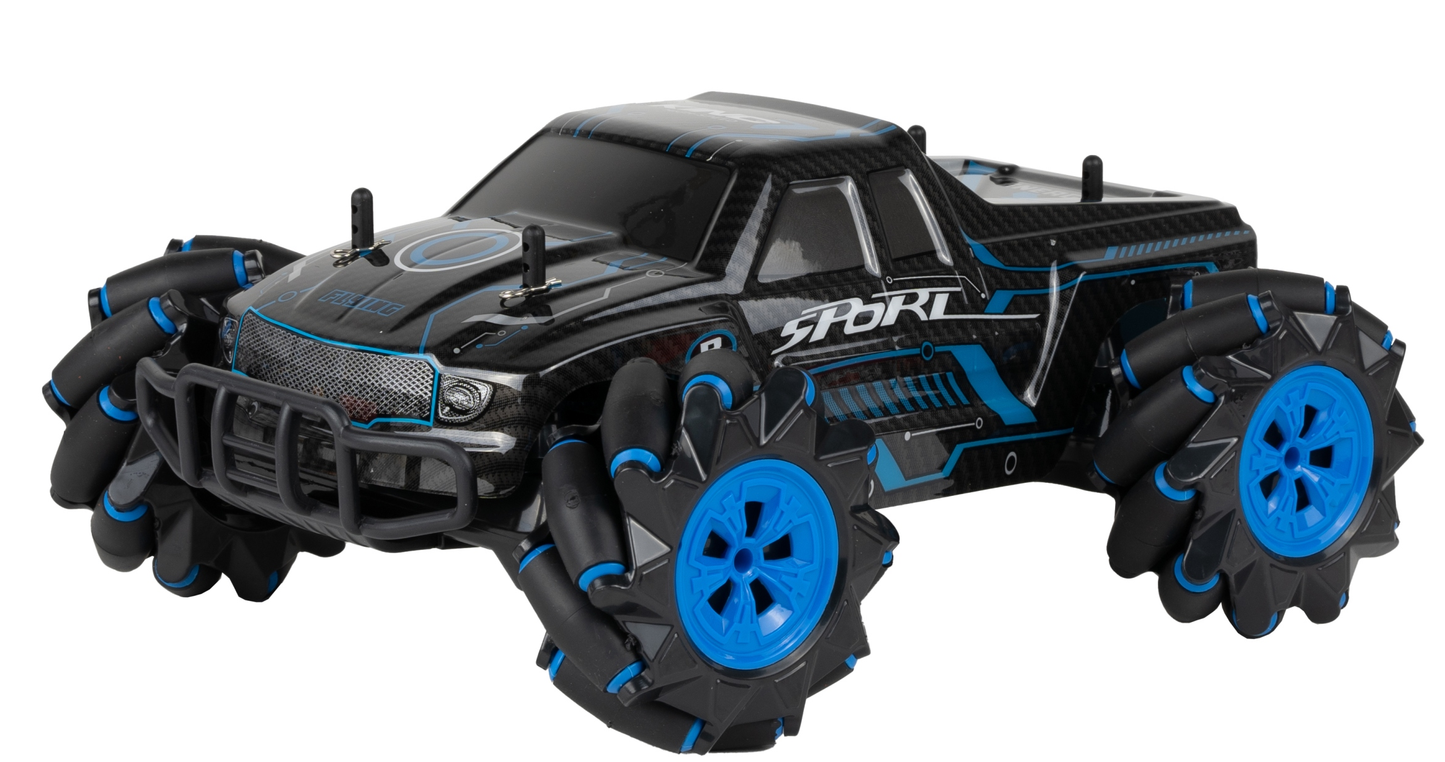 Masinuta cu Telecomanda King Sport idealSTORE, Include 17 Butoane pentru Control, Ceas cu 3 moduri pentru Controlul Masinutei, Control Volum, Sunete si Cantece de Masina, Lumini Albastre, Roti Cauciucate, Viraj Stanga-Dreapta, Inainte-Inapoi, Lateral