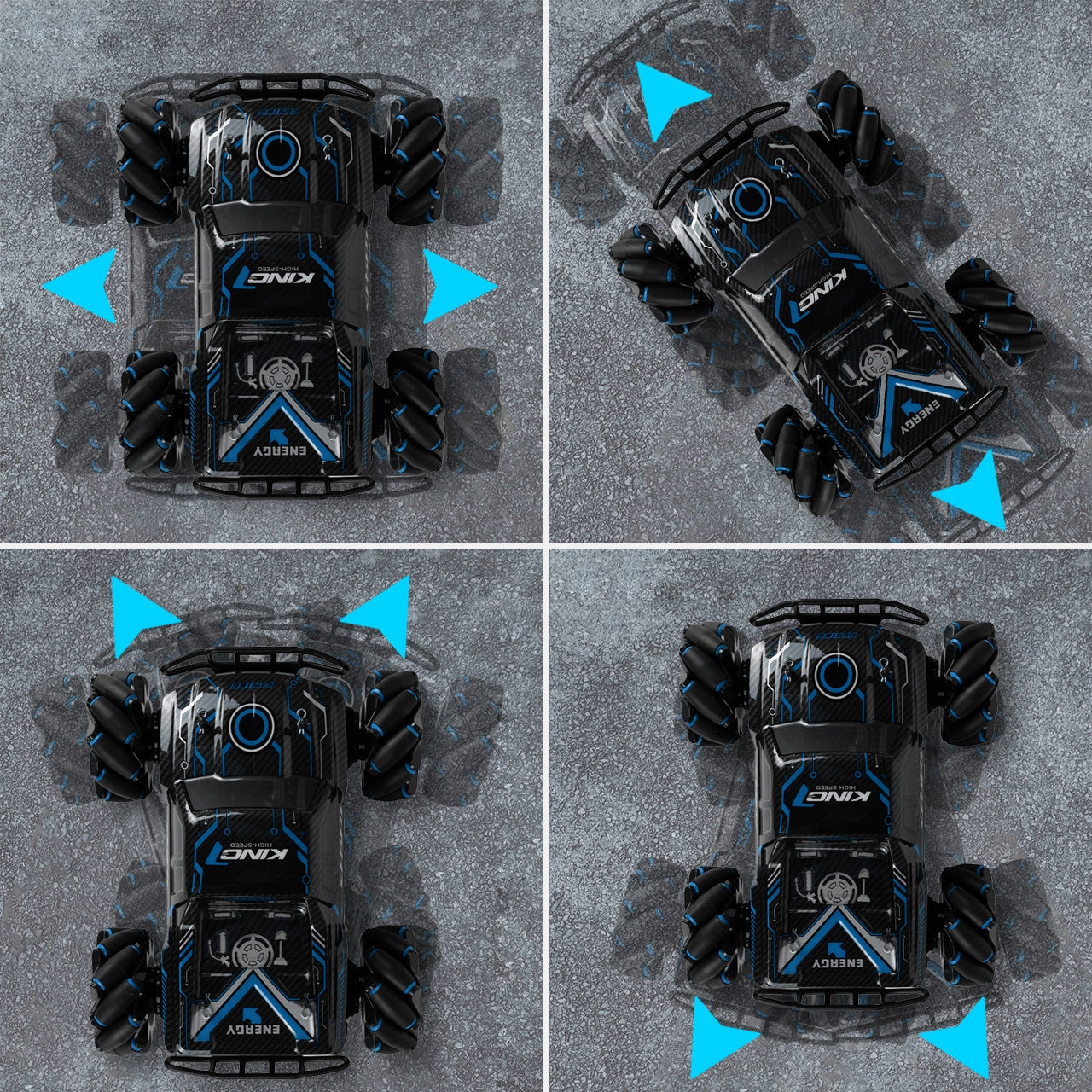 Masinuta cu Telecomanda King Sport idealSTORE, Include 17 Butoane pentru Control, Ceas cu 3 moduri pentru Controlul Masinutei, Control Volum, Sunete si Cantece de Masina, Lumini Albastre, Roti Cauciucate, Viraj Stanga-Dreapta, Inainte-Inapoi, Lateral