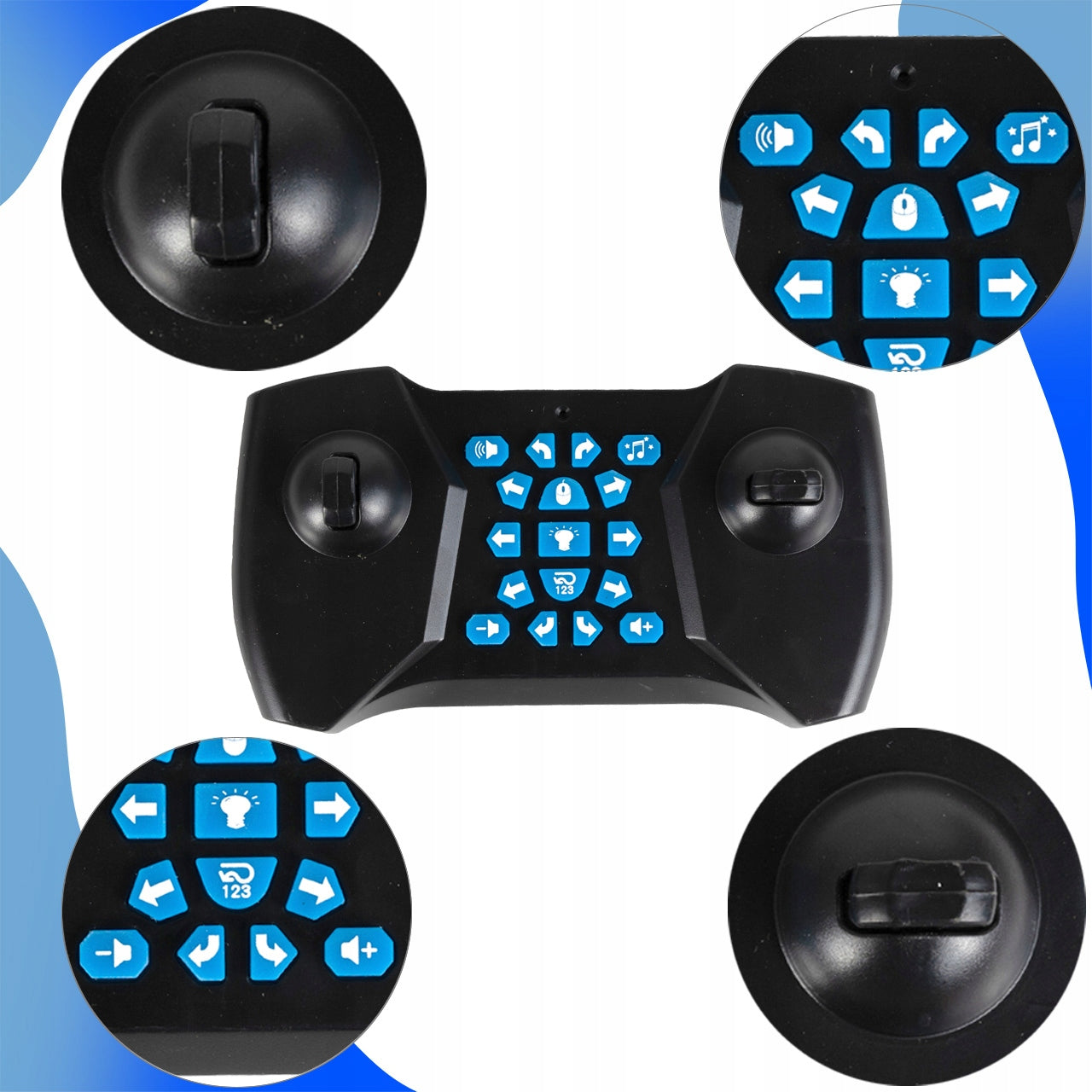 Masinuta cu Telecomanda King Sport idealSTORE, Include 17 Butoane pentru Control, Ceas cu 3 moduri pentru Controlul Masinutei, Control Volum, Sunete si Cantece de Masina, Lumini Albastre, Roti Cauciucate, Viraj Stanga-Dreapta, Inainte-Inapoi, Lateral