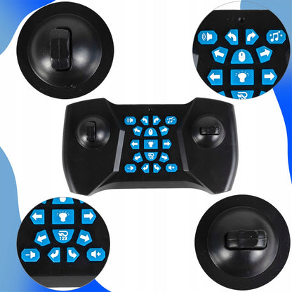 Masinuta cu Telecomanda King Sport idealSTORE, Include 17 Butoane pentru Control, Ceas cu 3 moduri pentru Controlul Masinutei, Control Volum, Sunete si Cantece de Masina, Lumini Albastre, Roti Cauciucate, Viraj Stanga-Dreapta, Inainte-Inapoi, Lateral