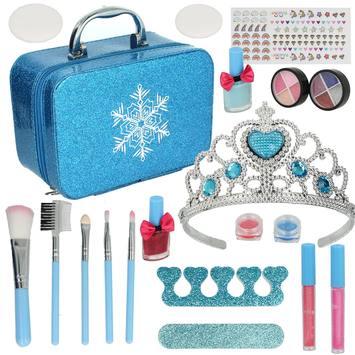Trusa de Machiaj pentru Copii Princess Make-up idealSTORE, Include o Colectie interesanta de accesorii pentru infrumusetare, Geanta cu Maner pentru Transport, Distractia dezvolta Creativitatea si Imaginatia