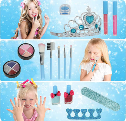 Trusa de Machiaj pentru Copii Princess Make-up idealSTORE, Include o Colectie interesanta de accesorii pentru infrumusetare, Geanta cu Maner pentru Transport, Distractia dezvolta Creativitatea si Imaginatia