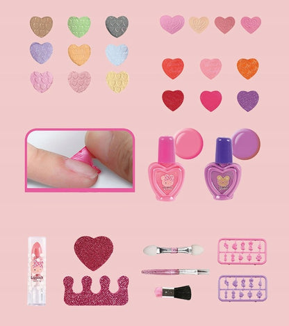 Set Make-Up & Nails LuxuryChic IdealStore, Organizata pe 3 niveluri Contine 28 de elemente de make-up, Rujuri, Farduri, Pensule, Pentru ingrijirea unghiilor Oja, Pila, Abtipilduri pentru unghii, Design inedit