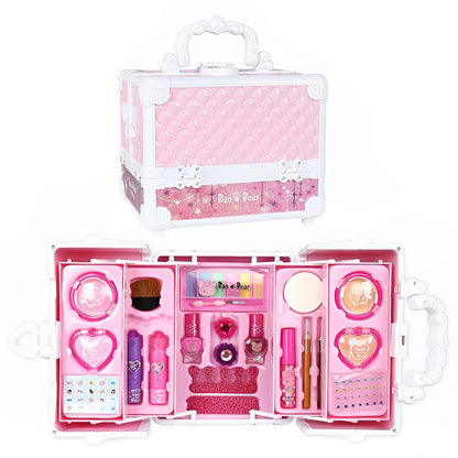 Set Make-Up & Nails LuxuryChic IdealStore, Organizata pe 3 niveluri Contine 28 de elemente de make-up, Rujuri, Farduri, Pensule, Pentru ingrijirea unghiilor Oja, Pila, Abtipilduri pentru unghii, Design inedit