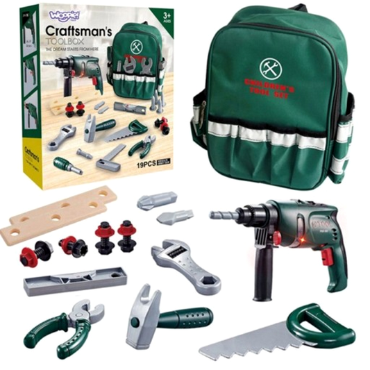 Set Creativ Instrumente de bricolaj idealSTORE CRAFTMAN'S, Dimensiuni 30 x 26 x 11 cm, Include numeroase accesorii multifunctionale, realizate din plastic, Rucsac cu buzunare pentru depozitarea uneltelor