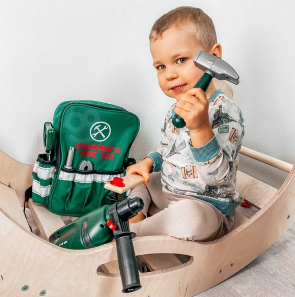 Set Creativ Instrumente de bricolaj idealSTORE CRAFTMAN'S, Dimensiuni 30 x 26 x 11 cm, Include numeroase accesorii multifunctionale, realizate din plastic, Rucsac cu buzunare pentru depozitarea uneltelor