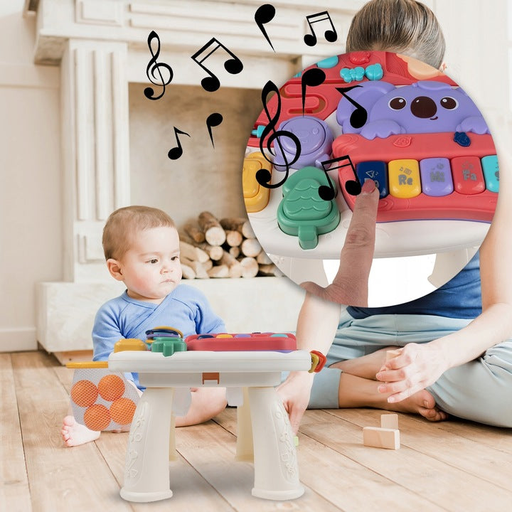 Masuta Interactiva Singing Elephants idealSTORE, cu Sunete, Diverse Melodii, Taste cu Pian, Cos de Baschet cu Mingii, Volum Reglabil, Diferite Activitati