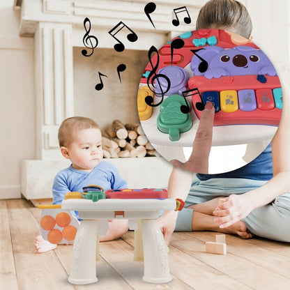 Masuta Interactiva Singing Elephants idealSTORE, cu Sunete, Diverse Melodii, Taste cu Pian, Cos de Baschet cu Mingii, Volum Reglabil, Diferite Activitati