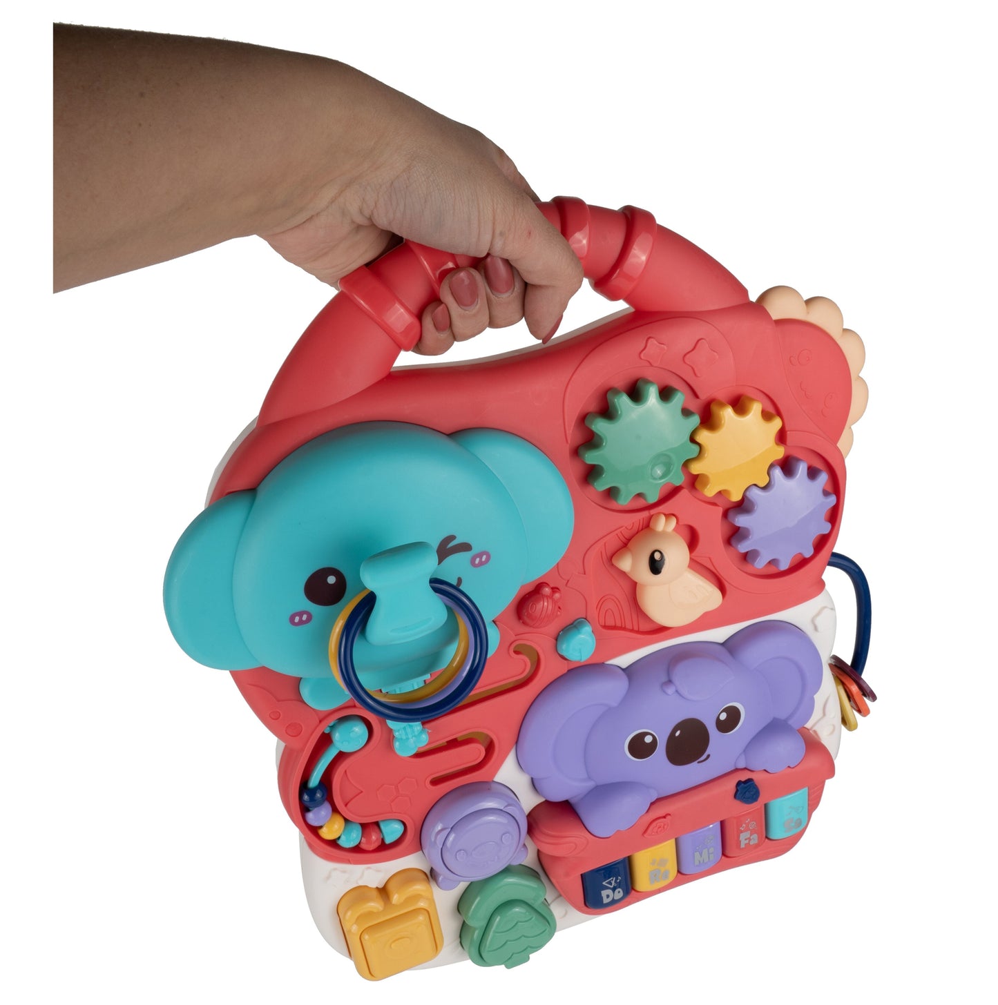 Masuta Interactiva Singing Elephants idealSTORE, cu Sunete, Diverse Melodii, Taste cu Pian, Cos de Baschet cu Mingii, Volum Reglabil, Diferite Activitati