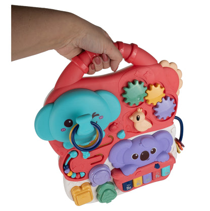 Masuta Interactiva Singing Elephants idealSTORE, cu Sunete, Diverse Melodii, Taste cu Pian, Cos de Baschet cu Mingii, Volum Reglabil, Diferite Activitati