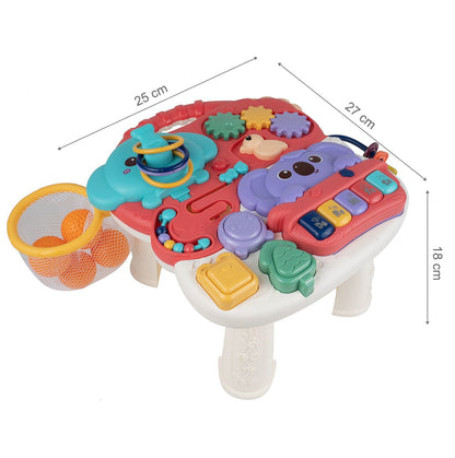 Masuta Interactiva Singing Elephants idealSTORE, cu Sunete, Diverse Melodii, Taste cu Pian, Cos de Baschet cu Mingii, Volum Reglabil, Diferite Activitati