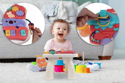 Masuta Interactiva Singing Elephants idealSTORE, cu Sunete, Diverse Melodii, Taste cu Pian, Cos de Baschet cu Mingii, Volum Reglabil, Diferite Activitati