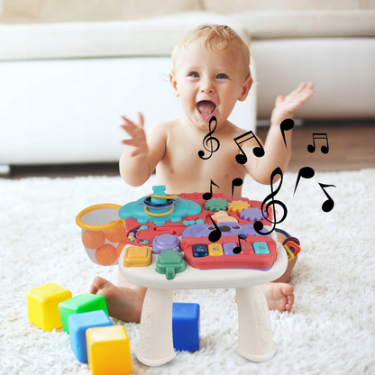 Masuta Interactiva Singing Elephants idealSTORE, cu Sunete, Diverse Melodii, Taste cu Pian, Cos de Baschet cu Mingii, Volum Reglabil, Diferite Activitati