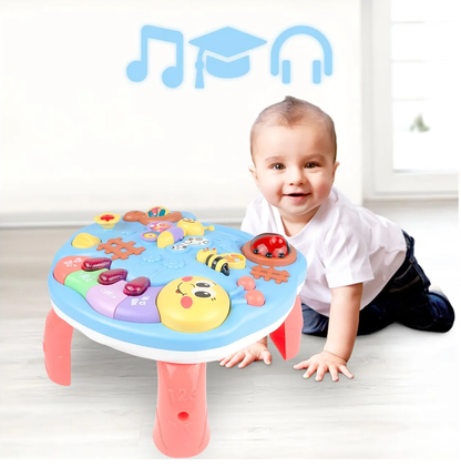 Masuta Educativa 2in1 pentru Bebelusi ZumZum idealSTORE, Accesorizat cu un panou detasabil interactiv cu lumini si sunete, Elemente mobile din panou, Control volum, Capacitatea de a opri vocea, Ajuta la dezvoltarea vazului si auzului