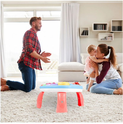 Masuta Educativa 2in1 pentru Bebelusi ZumZum idealSTORE, Accesorizat cu un panou detasabil interactiv cu lumini si sunete, Elemente mobile din panou, Control volum, Capacitatea de a opri vocea, Ajuta la dezvoltarea vazului si auzului