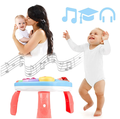 Masuta Educativa 2in1 pentru Bebelusi ZumZum idealSTORE, Accesorizat cu un panou detasabil interactiv cu lumini si sunete, Elemente mobile din panou, Control volum, Capacitatea de a opri vocea, Ajuta la dezvoltarea vazului si auzului